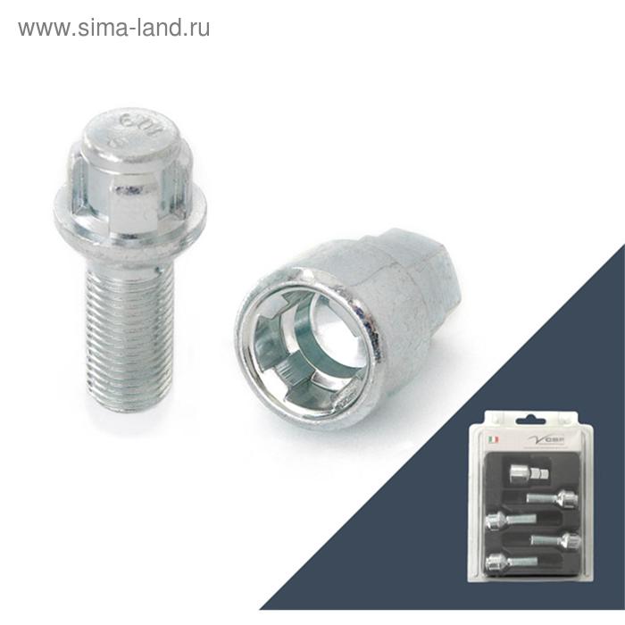 

Болт секретный M12x1,25, 50/25, конус, цинк, 4 шт +ключ