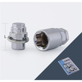 

Гайка секретная M12x1,5, 32, прессшайба, закрытая, хром, 4 шт +2 ключа