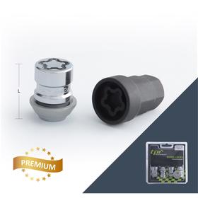 

Гайка секретная M12x1,5, 33, hex19-hex21, конус вращающийся, закрытая, хром, 4 шт +2 ключа