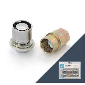 

Гайка секретная M12x1,5, 34, прессшайба, закрытая, хром, 4 шт +2 ключа