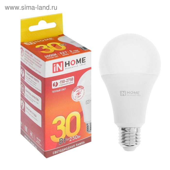 фото Лампа светодиодная in home led-a70-vc, е27, 30 вт, 230 в, 3000 к, 2700 лм inhome