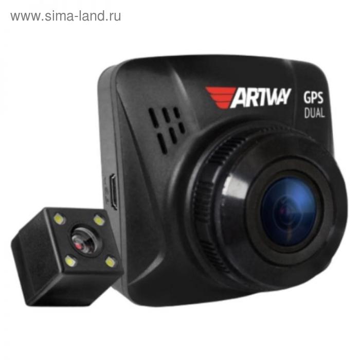 Видеорегистратор Artway AV-398 GPS Dual, две камеры, 2, обзор 170°, 1920х1080 видеорегистратор artway av 600 две камеры 4 3 tft обзор 120° 90° 1920x10800 hd