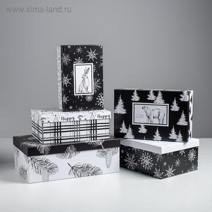 набор подарочных коробок 5 в 1 черно белый 32 5 х 20 х 12 5 22 х 14 х 8 5 см Набор подарочных коробок 5 в 1 «Черно-белый», 32,5 х 20 х 12,5 - 22 х 14 х 8,5 см