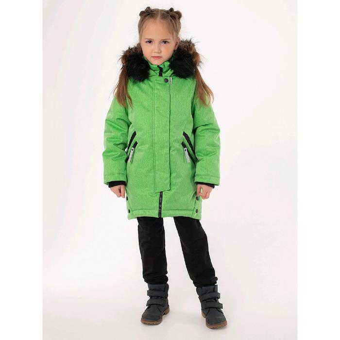 фото Парка для девочек «мишель», рост 128 см, цвет зелёный emson kids