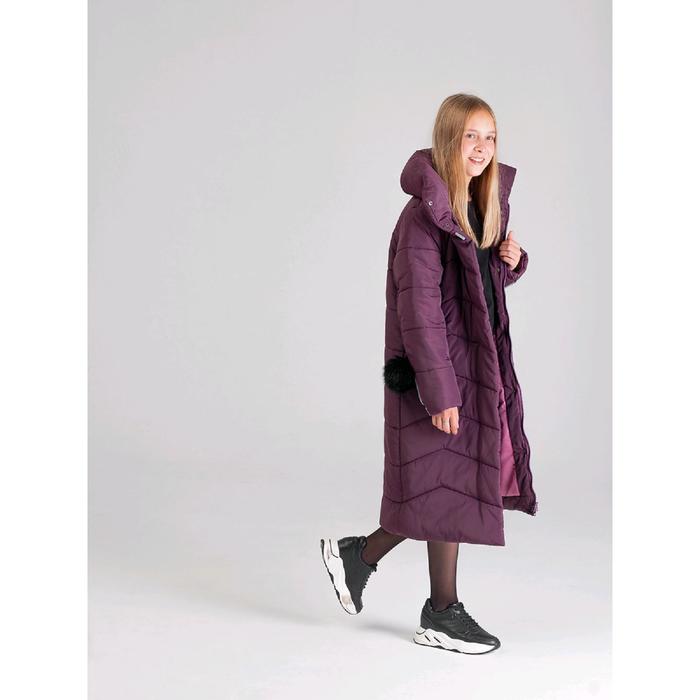 фото Пальто для девочек «лиза», рост 146 см, цвет баклажановый emson kids