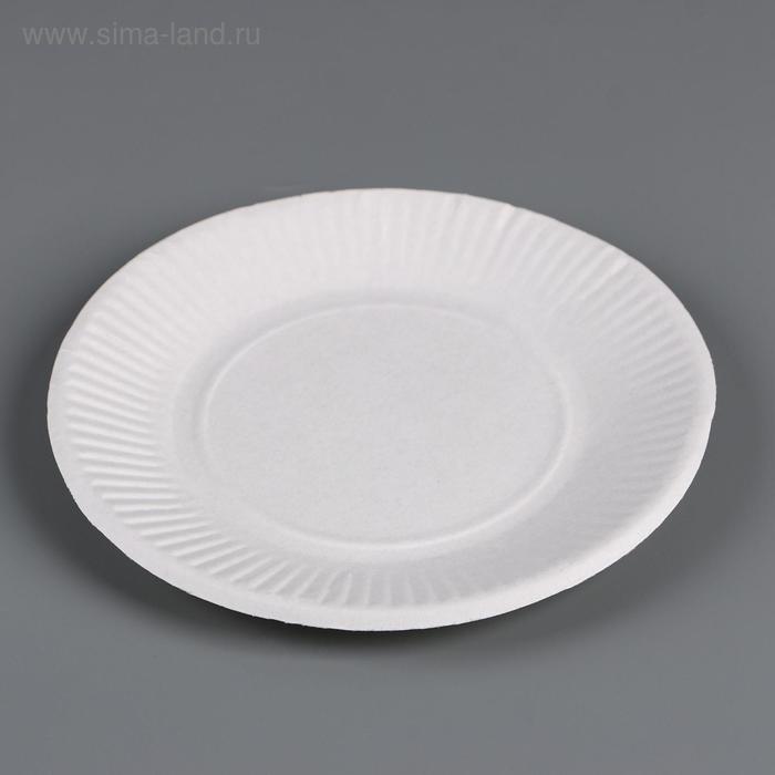 Тарелка одноразовая Белая картон, 17 см тарелка одноразовая белая картон 23 см