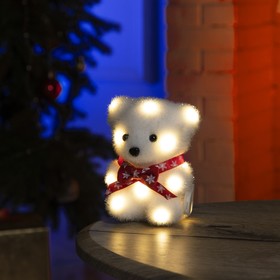 Фигура световая "Медведь в бабочке", 13 LED, 12х9х8 см, фиксинг, от батар., Т/БЕЛЫЙ