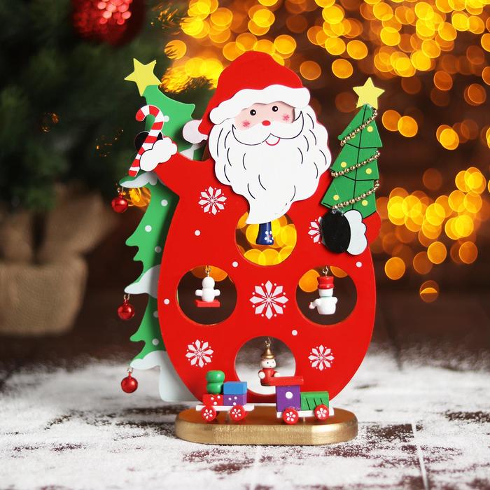 Новогодний сувенир «Дед Мороз и Ёлки», 7х16,5х26,5 см