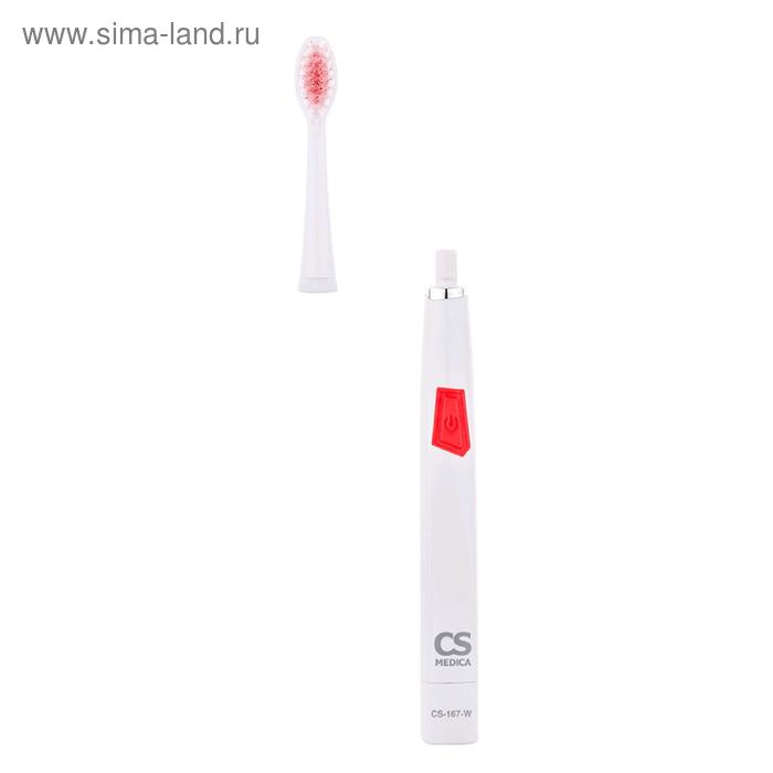 Купить Зубная щетка CS Medica SonicMax CS-167-W, электрическая, звуковая, 1хААА, 2 насадки, белая Зубная щетка CS Medica SonicMax CS-167-W, электрическая, звуковая, 1хААА, 2 насадки, белая