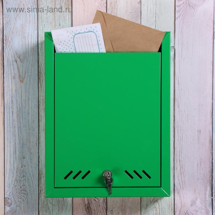 фото Ящик почтовый «маил», вертикальный, с замком, зелёный