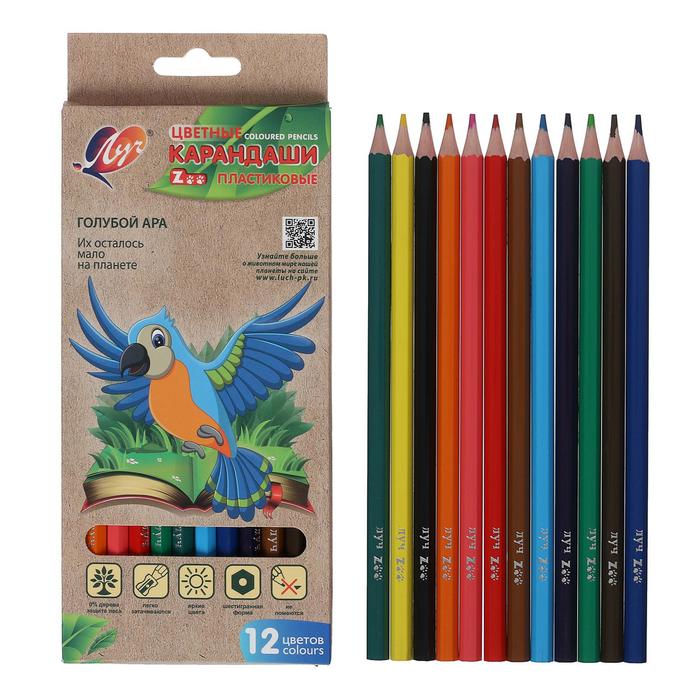 Цветные карандаши 12 цветов ZOO, пластиковые, шестигранные карандаши набор 12 цветов y plus we tri пластиковые