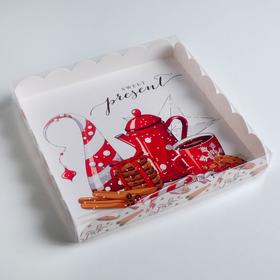 

Коробка для кондитерских изделий с PVC крышкой Sweet present, 21 × 21 × 3 см
