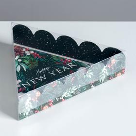 Коробка для кондитерских изделий с PVC крышкой Happy New Year, 18 х 3 см Ош