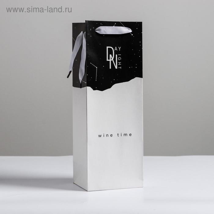 Пакет подарочный ламинированный под бутылку, упаковка, «Wine time», 13 x 36 x 10 см