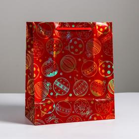 

Пакет голография вертикальный «Новогодние игрушки», ML 23 × 27 × 11,5 см