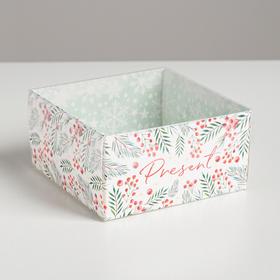 Коробка для кондитерских изделий с PVC крышкой «Present», 12 х 6 х 11,5 см, Новый год