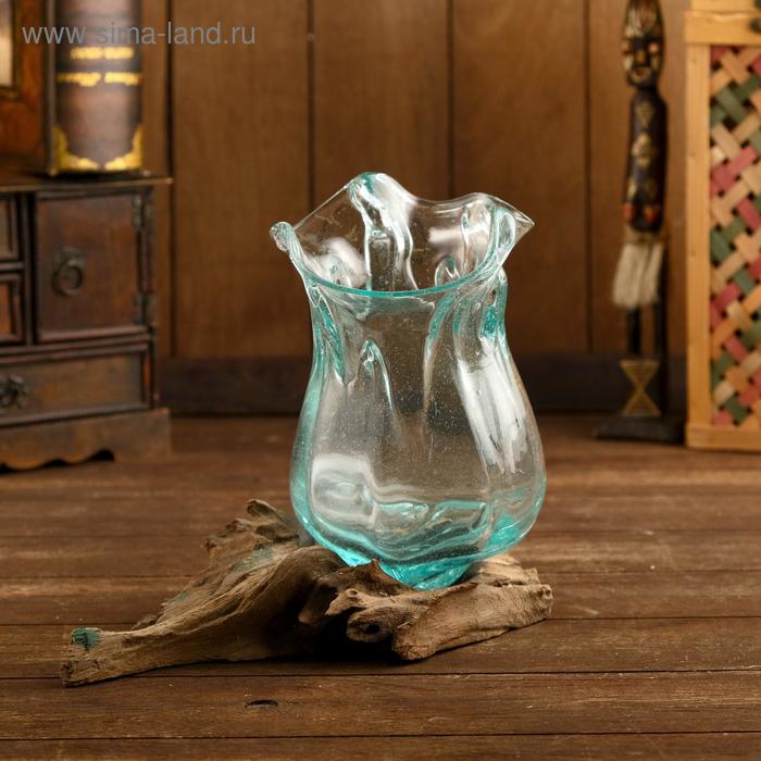 Стеклянные вазы  Сима-Ленд Вазон стекло на коряге Шляпка 25х15х15 см
