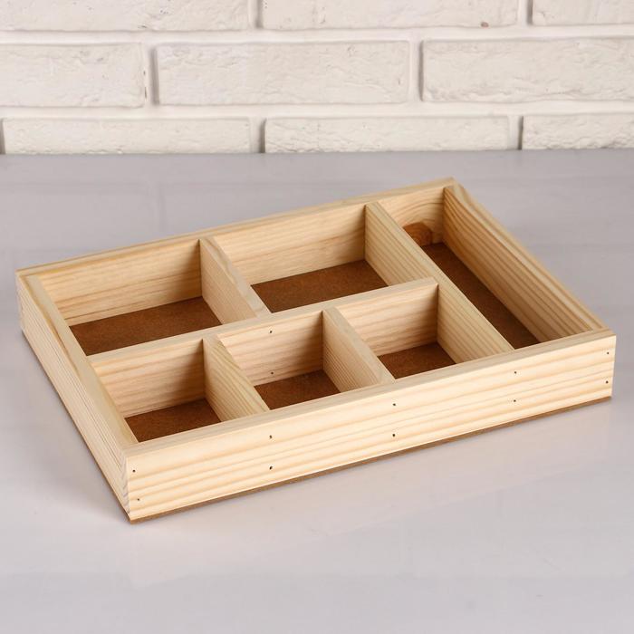 

Кашпо деревянное 35.5×25.5×5 см "Ящик Шкатулка", 6 отделов, МАССИВ