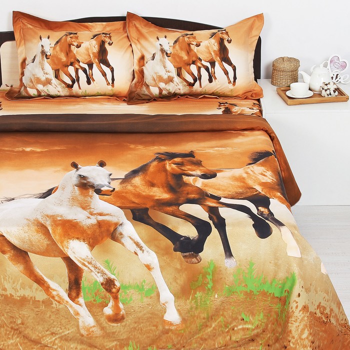 Постельное бельё "Этель Bamboo 3D" евро Прерия 200*220 см 220*240 см 50*70 + 5 см 2 шт.