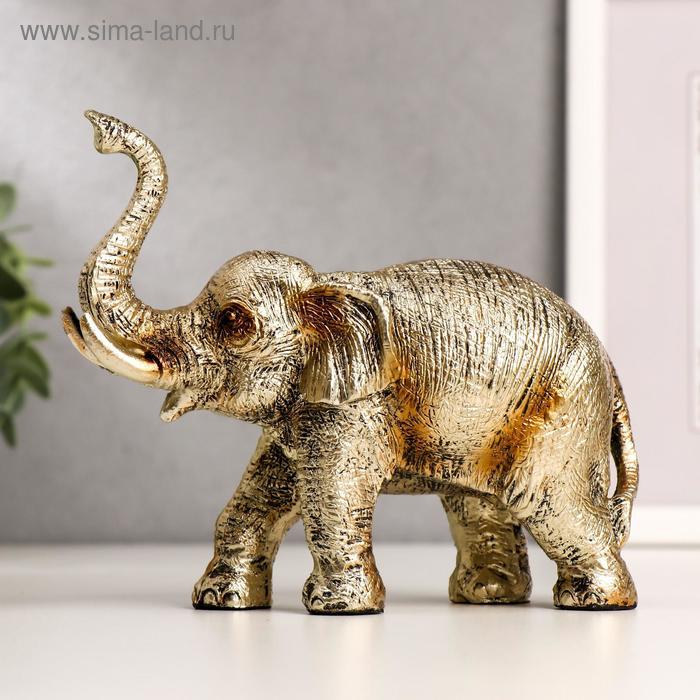 Сувенир полистоун Золотой слон 13х16,8х6,5 см