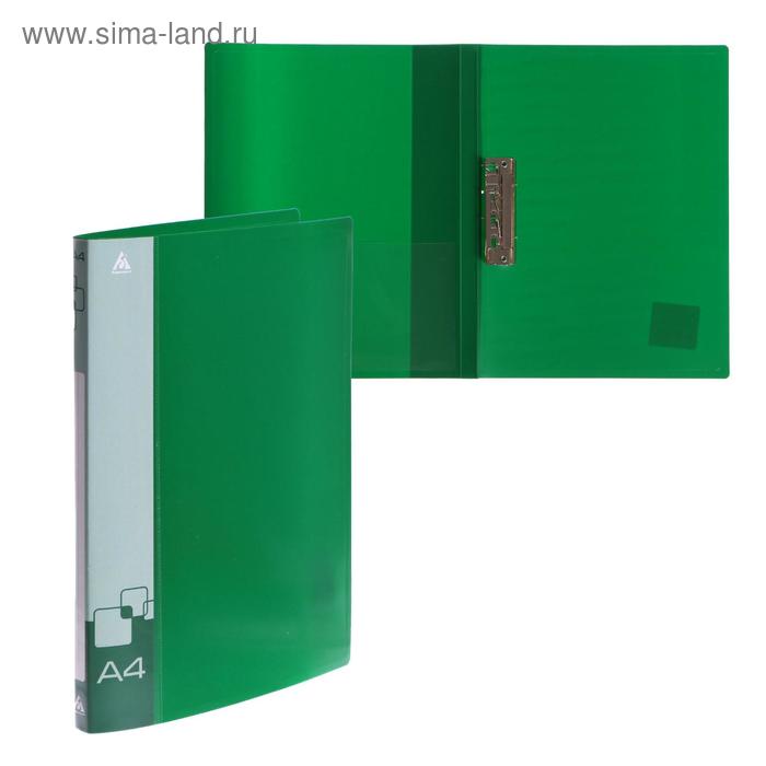 фото Папка с метал. зажим а4 0.7мм бюрократ -pz07cgreen внутренний и торцевой карман, зеленая