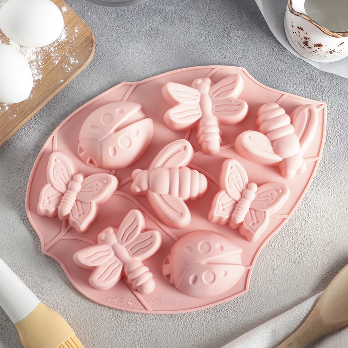 Форма для выпечки, 8 ячеек, 27х21х2,5 см "Пыльца", цвета МИКС