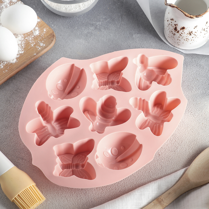 Форма для выпечки, 8 ячеек, 27х21х2,5 см "Пыльца", цвета МИКС