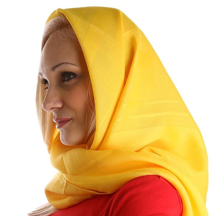 Платок женский, размер 120х120, цвет лимонный