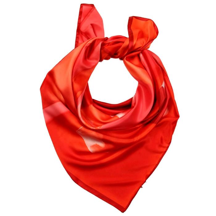 Платок женский, размер 90х90, цвет красный