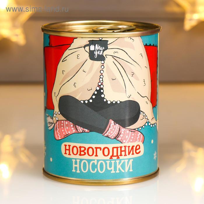 Носки в банке Новогодние носочки (женские, микс)