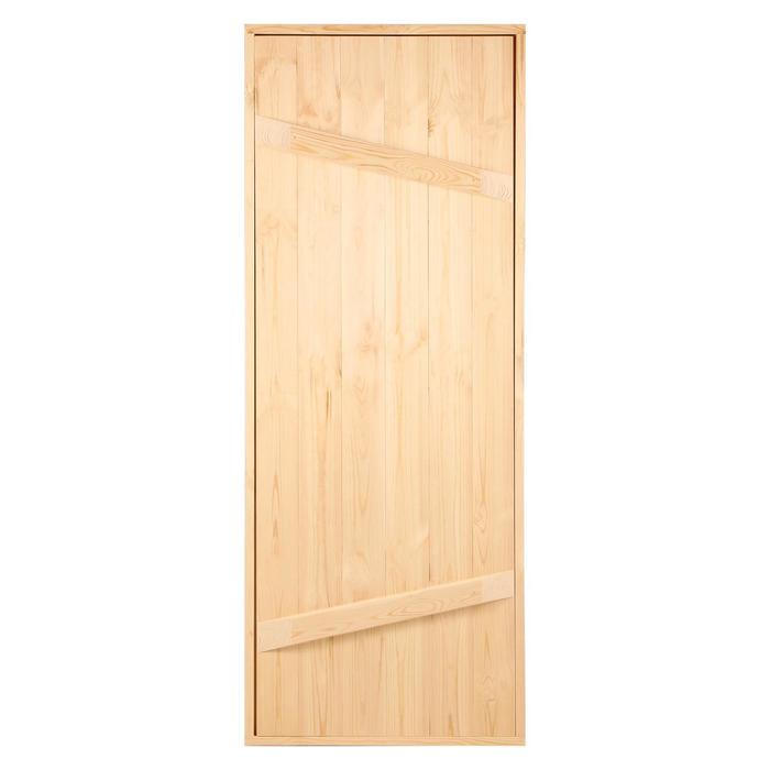 Дверной блок для бани, 180×70см, из сосны, на клиньях, массив