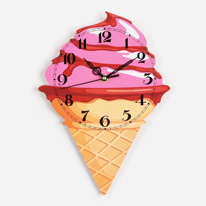 Часы настенные, серия: детские, Мороженое-рожок, дискретный ход, 32 х 23 см