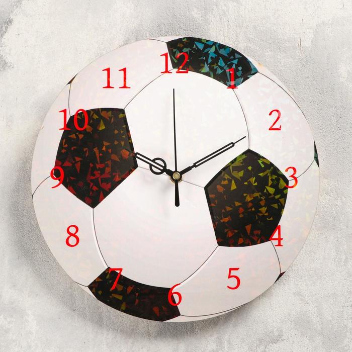 фото Часы настенные "футбольный мяч", d- 23.5. плавный ход, стрелки микс