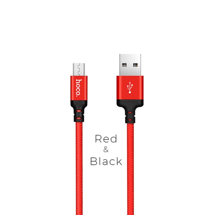 Кабель Hoco X14 Times Speed, microUSB - USB, 3 А, 2 м, черно-красный