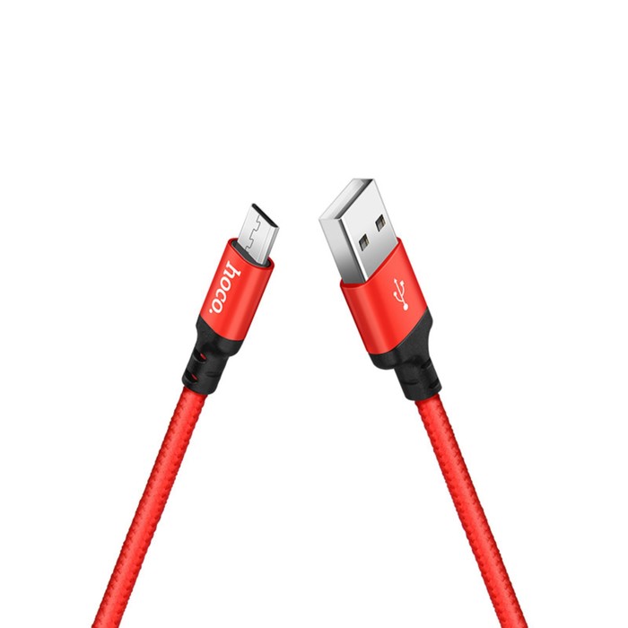 Кабель Hoco X14 Times Speed, microUSB - USB, 3 А, 2 м, черно-красный