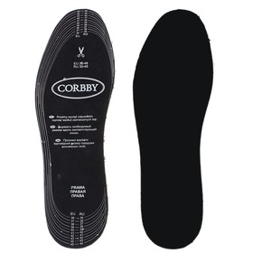 Стельки для обуви Corbby Frotte Black, двухслойные, антибактериальные размер 35-45