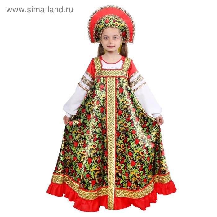 фото Русский народный костюм «рябинушка», платье длинное, кокошник, бомбоны на шнурке, р. 38, рост 146 см страна карнавалия
