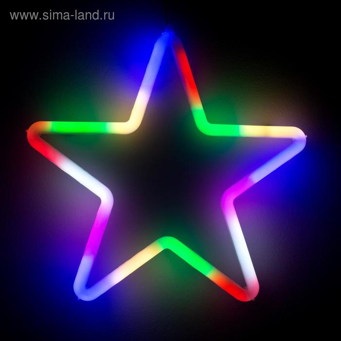 фигура звезда белая ёлочная 22х22 см пластик 30 led 240v мульти шнур 2 метра Светодиодная фигура «Звезда» 28 см, пластик, 220 В, свечение мульти