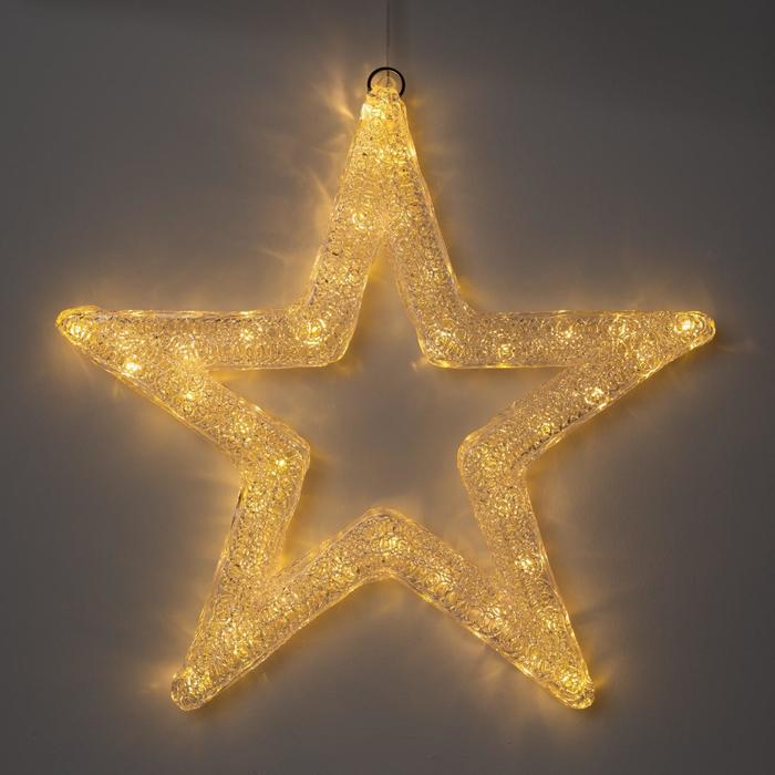 Светодиодная фигура «Звезда» 50 см, акрил, 45 LED, 220 В, свечение тёплое белое светодиодная фигура мишка на доске 25 × 35 × 19 см акрил 50 led 220 в свечение белое