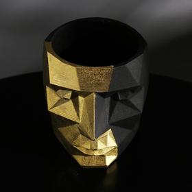

Кашпо полигональное из гипса «Голова», цвет чёрно-золотой, 7.5 × 9 см