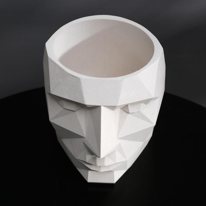 Кашпо полигональное «Голова», цвет белый, 11 × 13 см