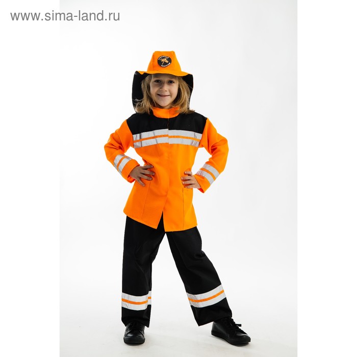 фото Карнавальный костюм «пожарный», брюки, куртка, головной убор, р. 122 см карнавалия чудес