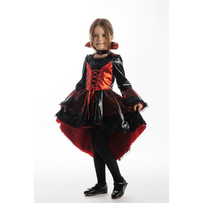 Карнавальный костюм «Вампирша», платье, чокер, р. 28, рост 110 см