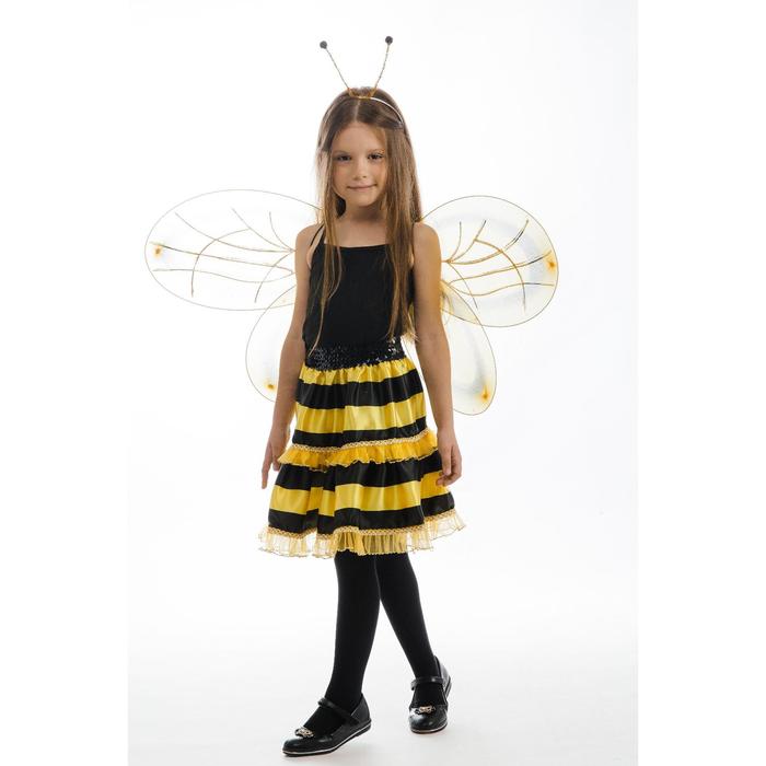 Карнавальный костюм «Пчёлка», юбка, ободок, крылья, рост 122-128 см