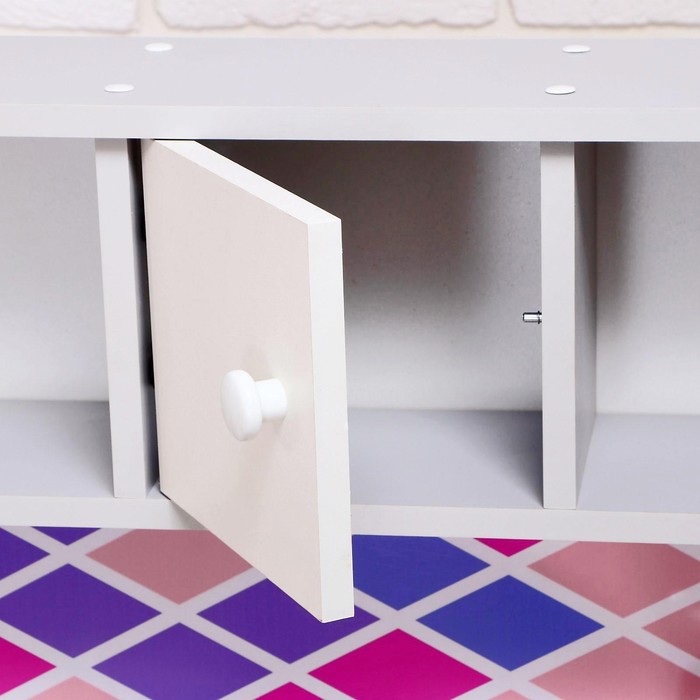 Набор игровой мебели «Детская кухня», цвет корпуса бело-серый, цвет фасада бело-малиновый, фартук ромб
