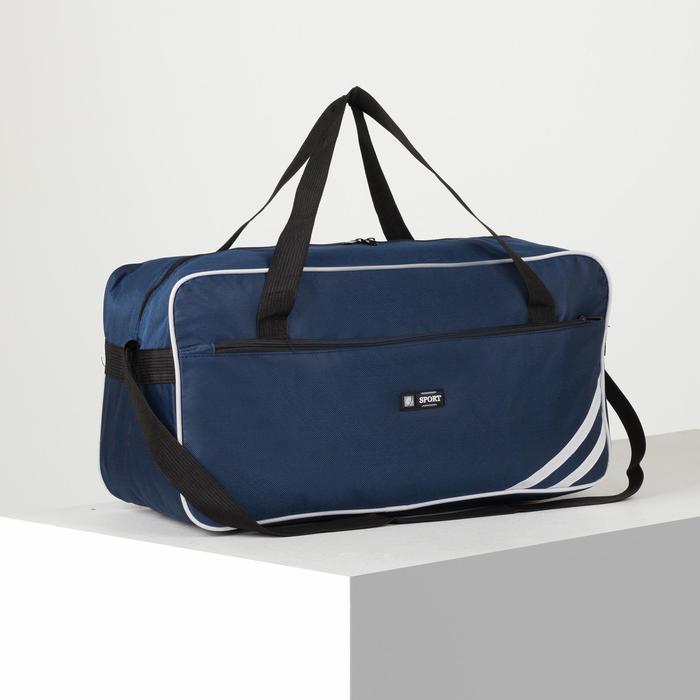 фото Сумка спортивная, отдел на молнии, наружный карман, длинный ремень, цвет синий