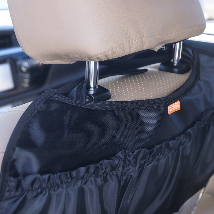 Защитная накидка-незапинайка на спинку автомобильного сиденья, с карманами