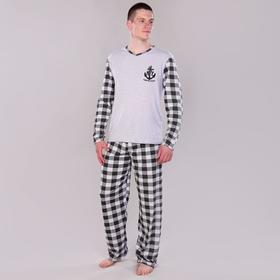 

Костюм мужской (лонгслив, брюки) NY, цвет серый/клетка, размер 62