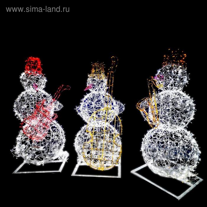 Светодиодная фигура «Ажурный снеговик», 130 × 200 × 100 см, 150 Вт, 220 В светодиодная фигура снеговик в шапке 75 × 100 × 35 см 40 вт 220 в
