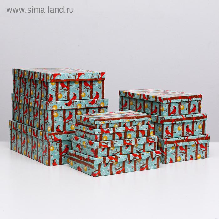 Набор коробок 10 в 1 Птицы НГ, 36,5 х 26,5 х 12 - 23 х 13 х 3 см